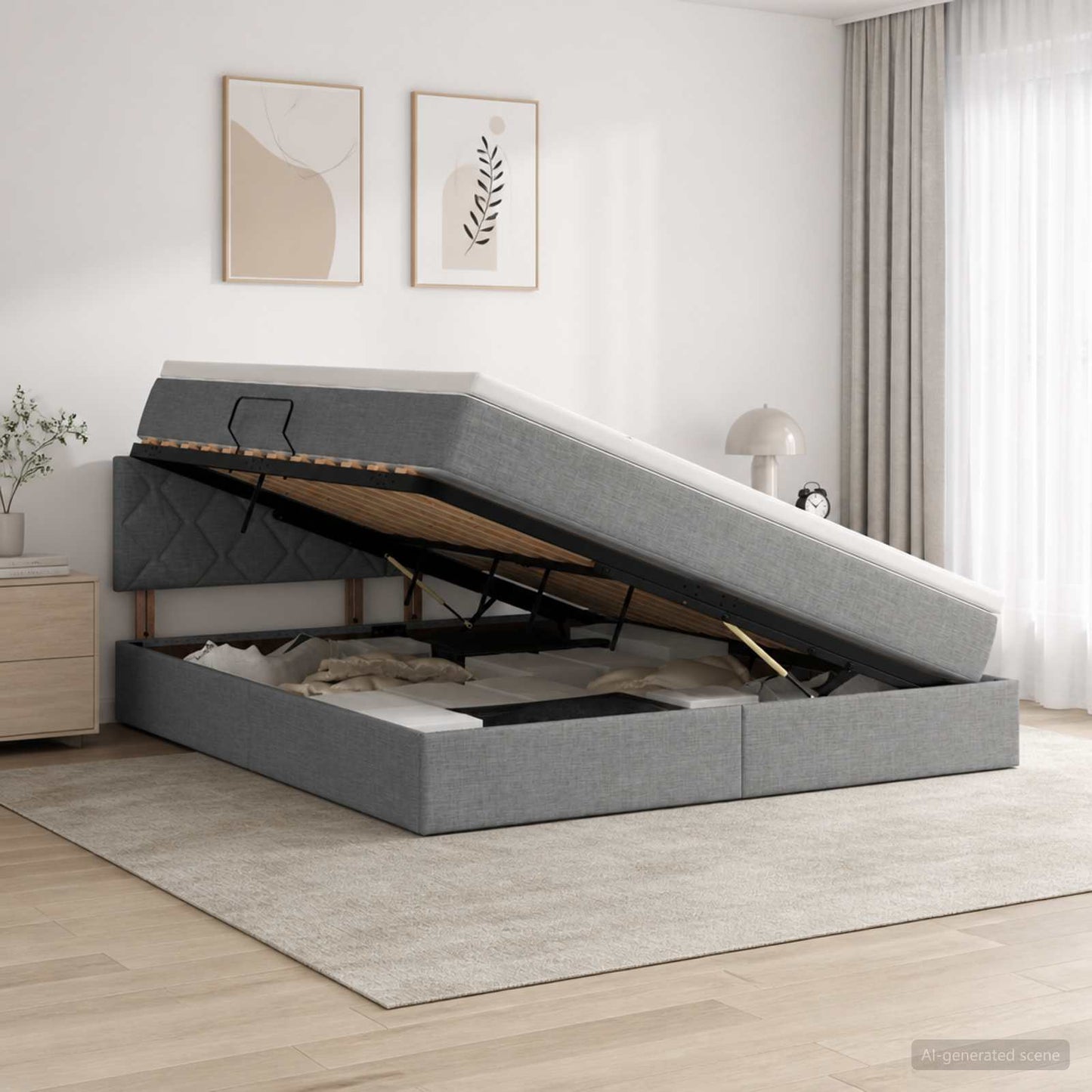 Letto con contenitore LED e materasso Grigio Scuro 160 x 200 cm | homemem39
