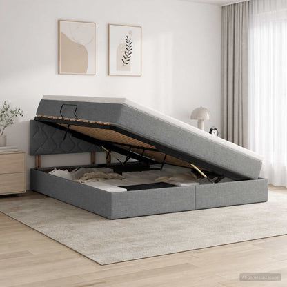 Letto con contenitore LED e materasso Grigio Scuro 160 x 200 cm | homemem39