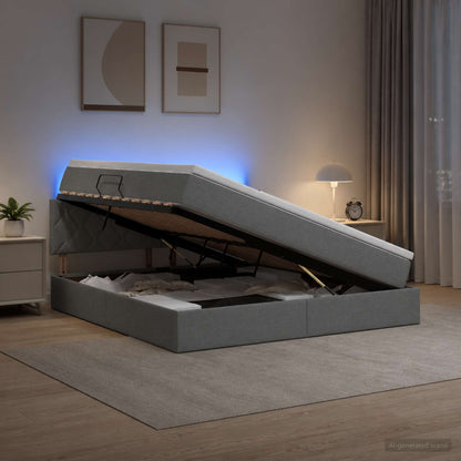 Letto con contenitore LED e materasso Grigio Scuro 160 x 200 cm | homemem39
