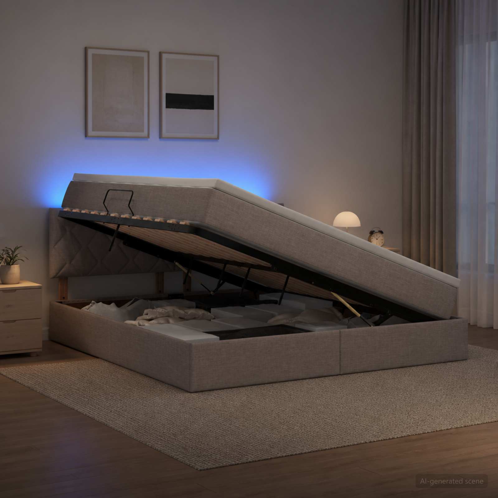 Letto con contenitore LED e materasso Tortora 160 x 200 cm | homemem39