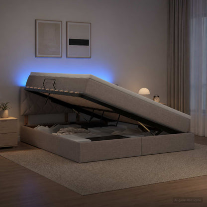 Letto con contenitore LED e materasso Tortora 140 x 200 cm | homemem39