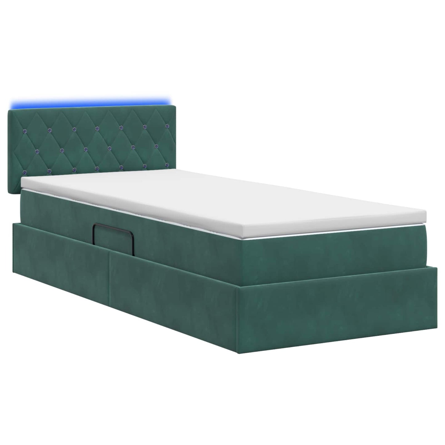 Letto con contenitore LED e materasso Verde Scuro 90 x 190 cm
