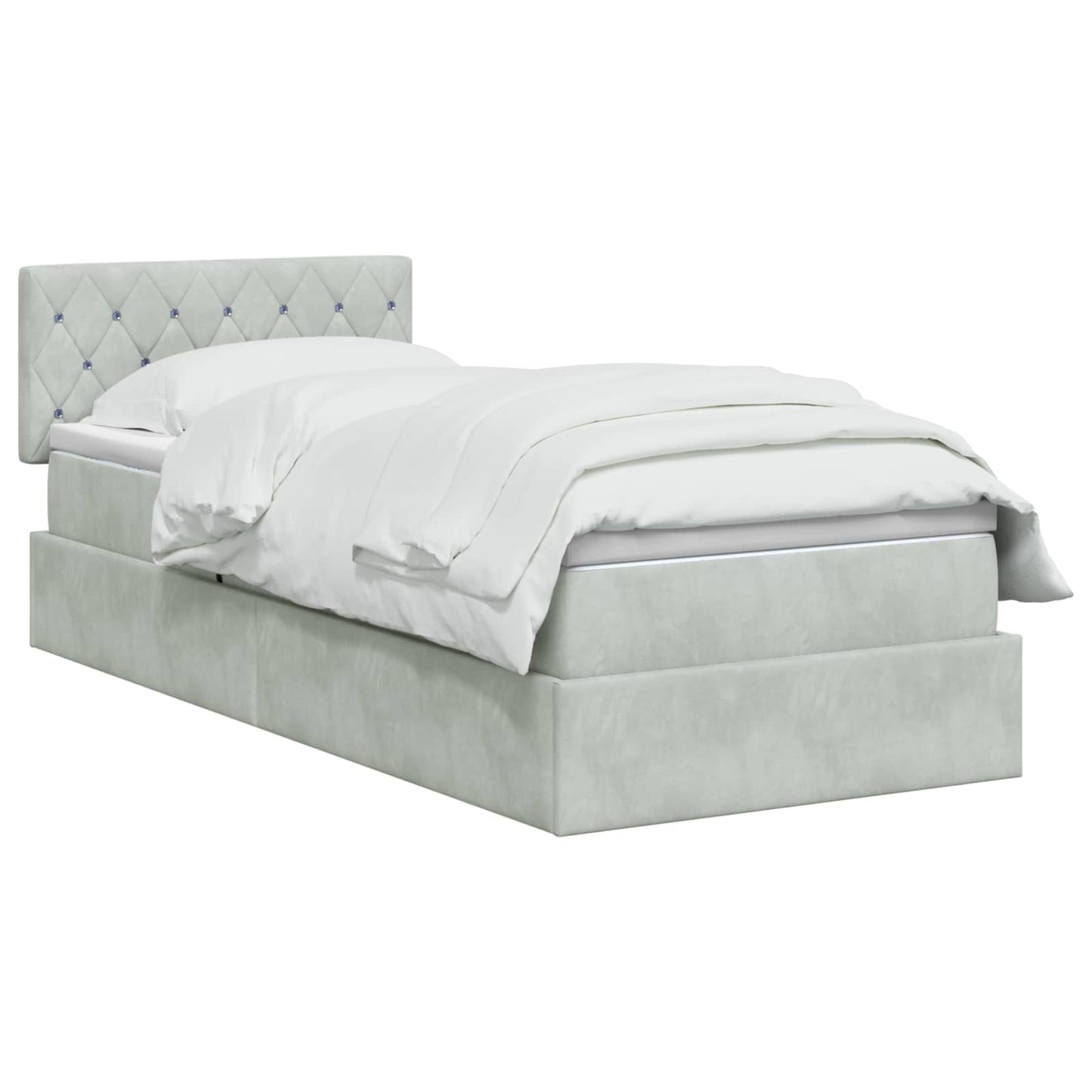 Letto con contenitore LED e materasso Grigio Chiaro