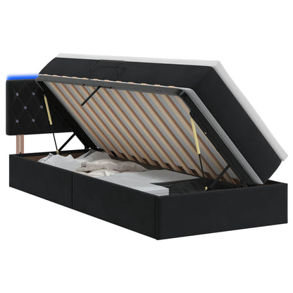Letto con contenitore LED e materasso Nero 100 x 200 cm Velluto