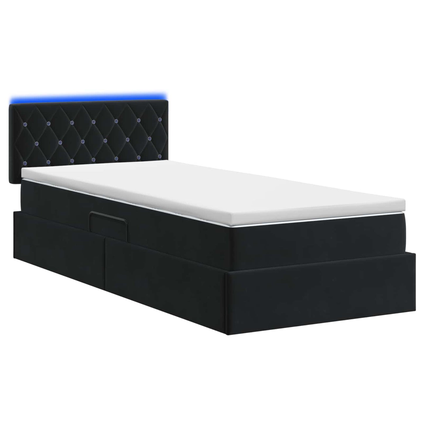 Letto con contenitore LED e materasso Nero 100 x 200 cm Velluto