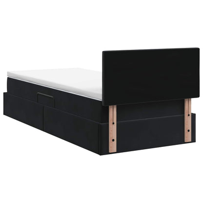 Letto con contenitore LED e materasso Nero 100 x 200 cm Velluto