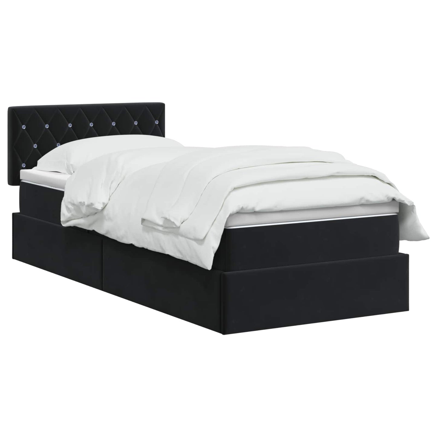 Letto con contenitore LED e materasso Nero 100 x 200 cm Velluto