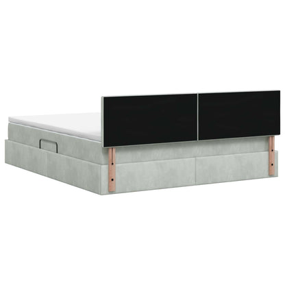 Letto con contenitore LED e materasso Grigio Chiaro
