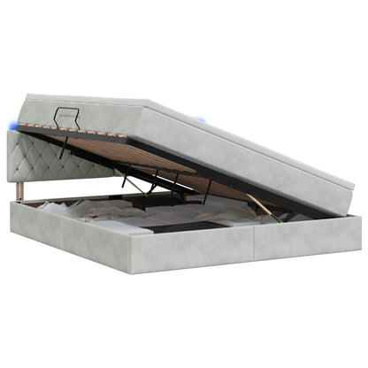Letto con contenitore LED e materasso Grigio Chiaro