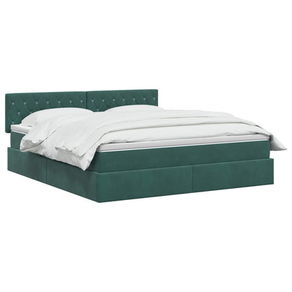 Letto con contenitore LED e materasso Verde Scuro 140 x 200 cm