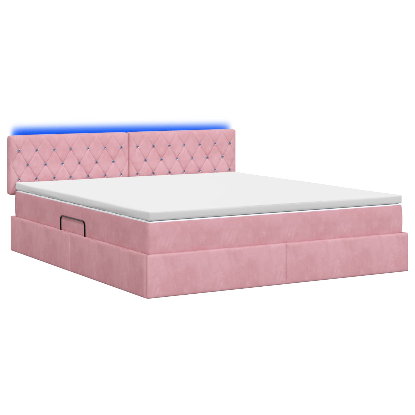 Letto con contenitore LED e materasso Rosa 140 x 200 cm Velluto | homemem39