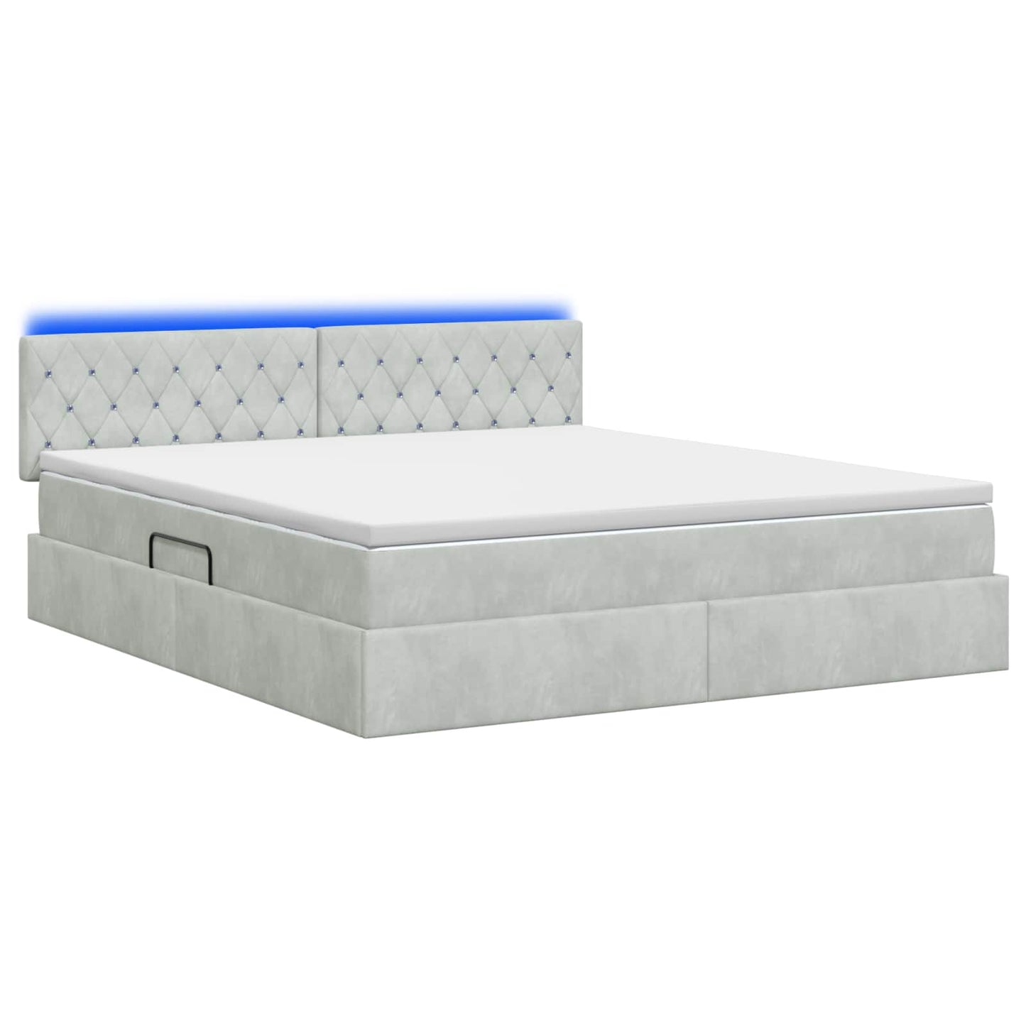 Letto con contenitore LED e materasso Grigio Chiaro