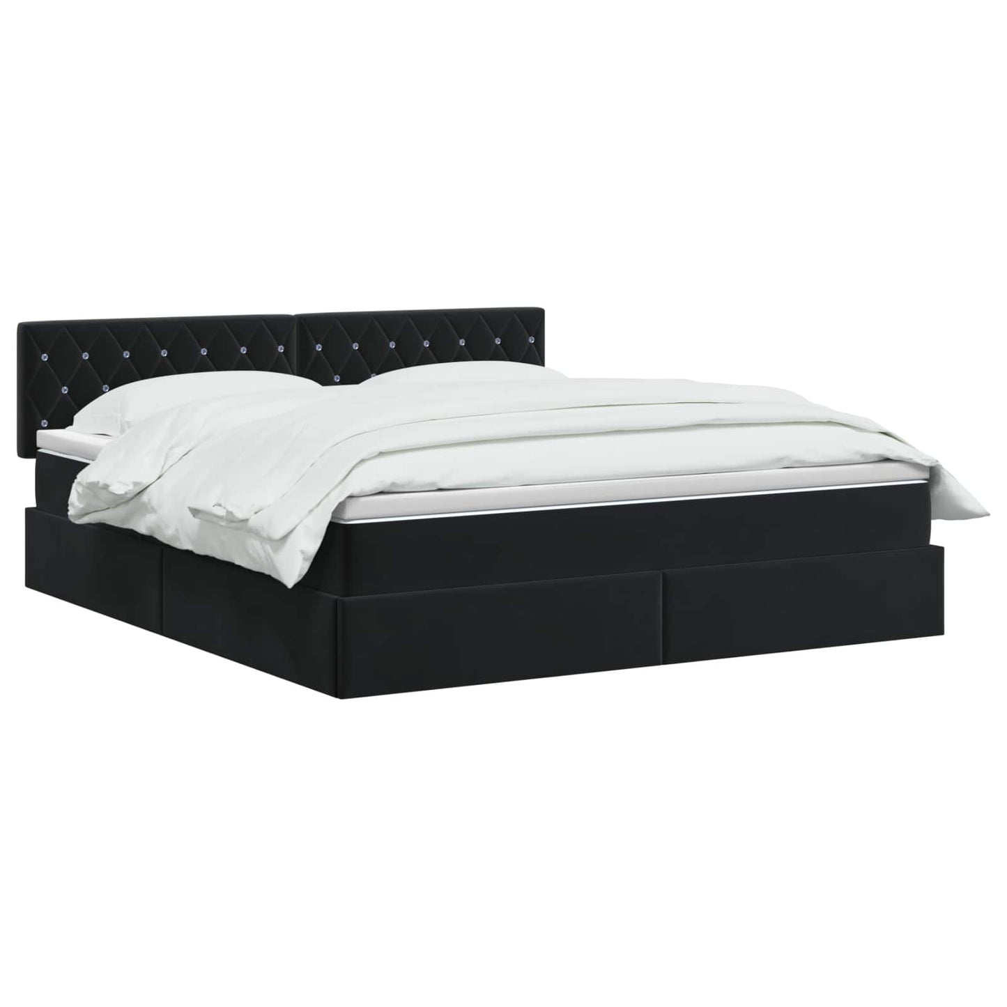 Letto con contenitore LED e materasso Nero 160 x 200 cm Velluto | homemem39
