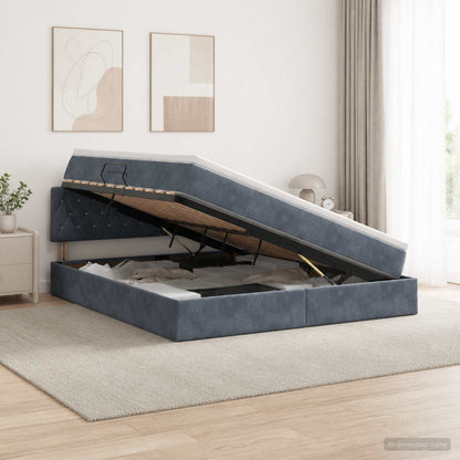 Letto con Contenitore Grigio Scuro 180 x 200 cm Velluto - homemem39