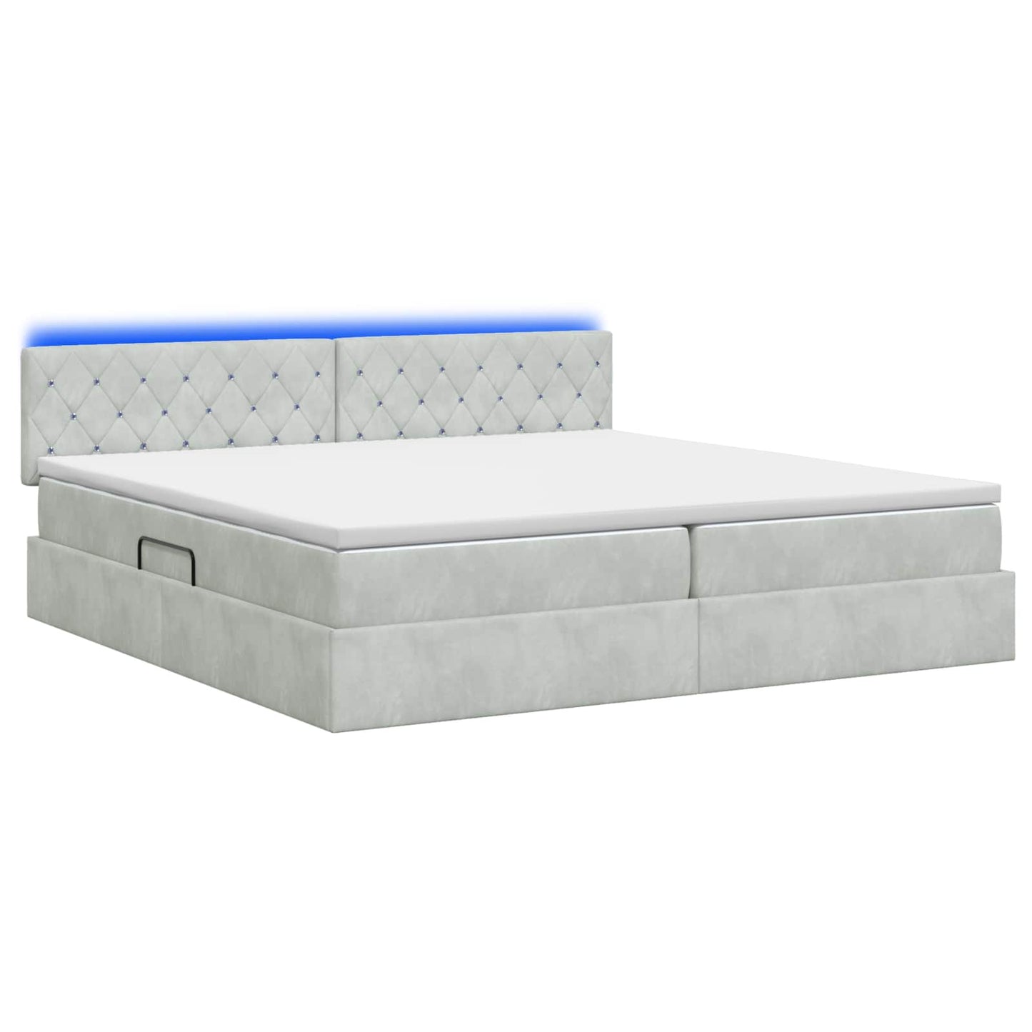 Letto con contenitore LED e materasso Grigio Chiaro