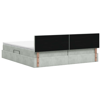 Letto con contenitore LED e materasso Grigio Chiaro