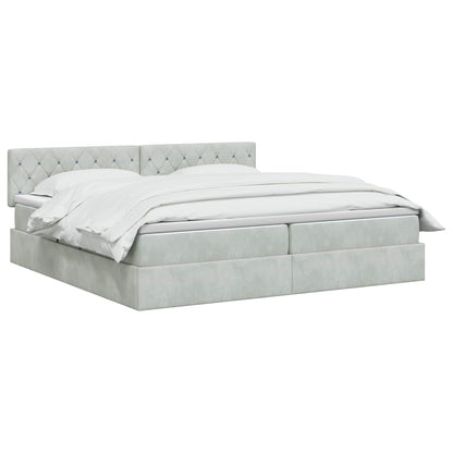 Letto con contenitore LED e materasso Grigio Chiaro