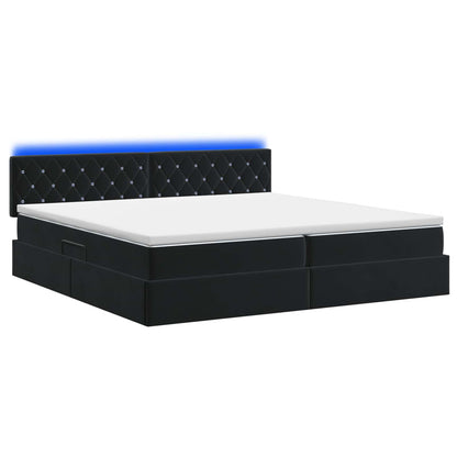Letto con contenitore LED e materasso Nero 200 x 200 cm Velluto | homemem39