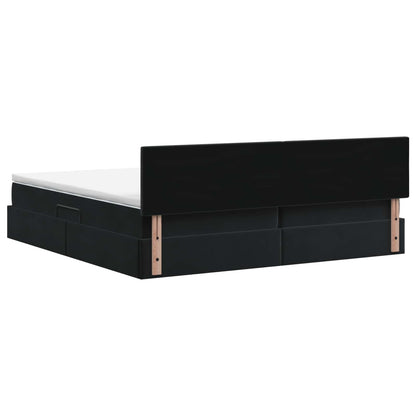 Letto con contenitore LED e materasso Nero 200 x 200 cm Velluto | homemem39