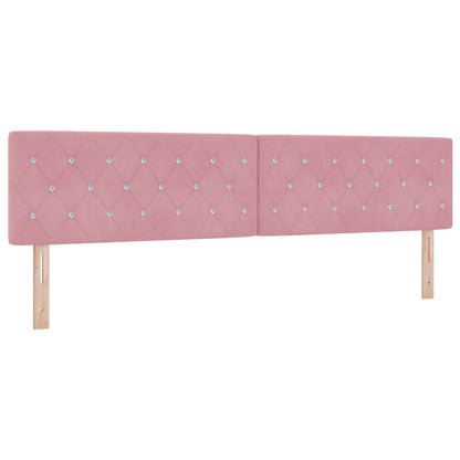 Letto con contenitore LED e materasso Rosa 200 x 200 cm Velluto