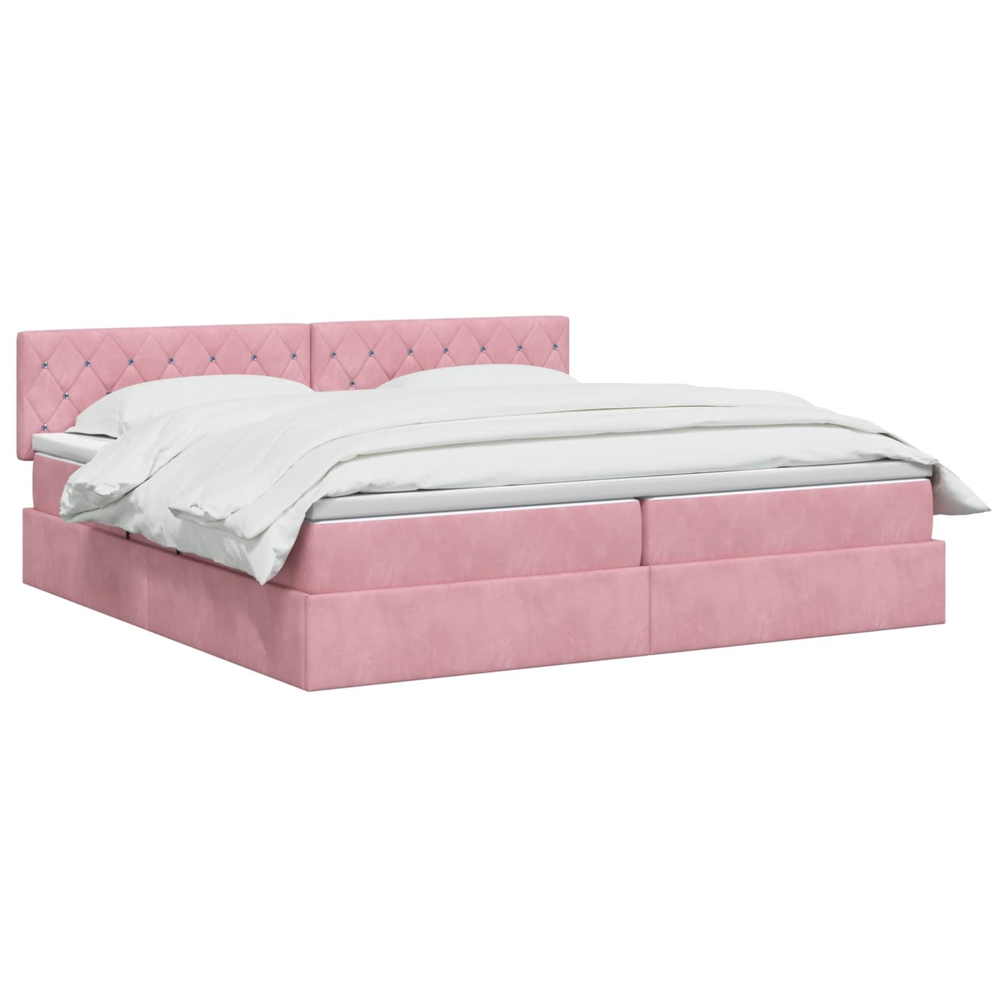 Letto con contenitore LED e materasso Rosa 200 x 200 cm Velluto