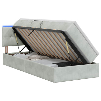Letto con contenitore LED e materasso Grigio Chiaro
