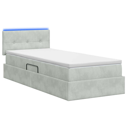 Letto con contenitore LED e materasso Grigio Chiaro