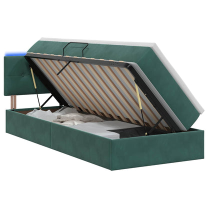 Letto con contenitore LED e materasso Verde Scuro 100 x 200 cm | homemem39