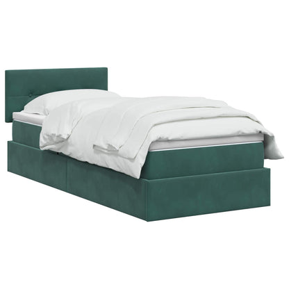 Letto con contenitore LED e materasso Verde Scuro 100 x 200 cm | homemem39