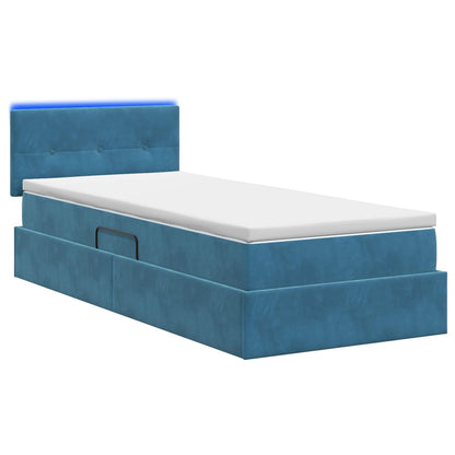 Letto con contenitore LED e materasso Blu Scuro 100 x 200 cm | homemem39