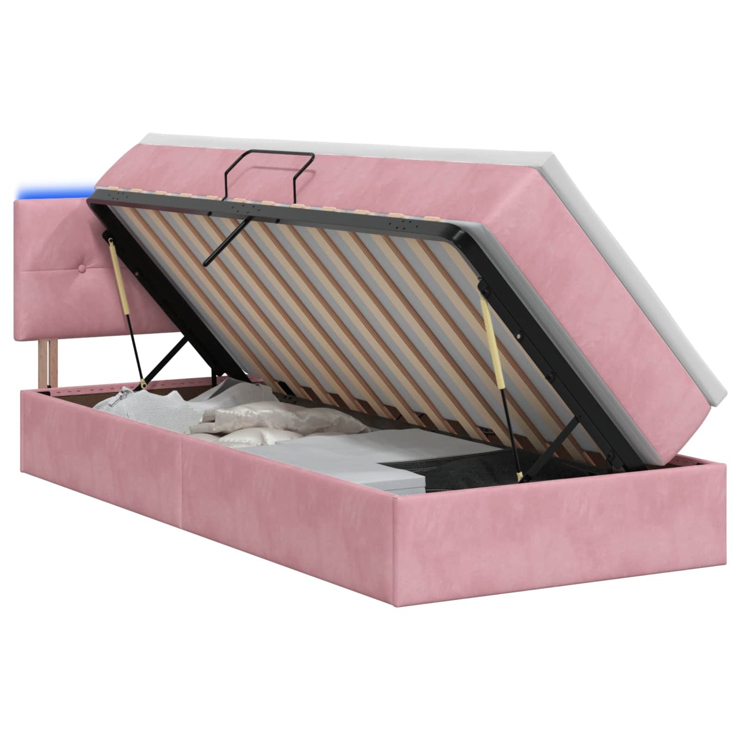 Letto con contenitore LED e materasso Rosa 100 x 200 cm Velluto | homemem39