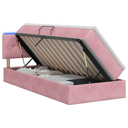Letto con contenitore LED e materasso Rosa 100 x 200 cm Velluto | homemem39