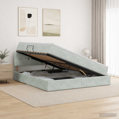 Letto con Contenitore Grigio Chiaro 180 x 200 cm Velluto