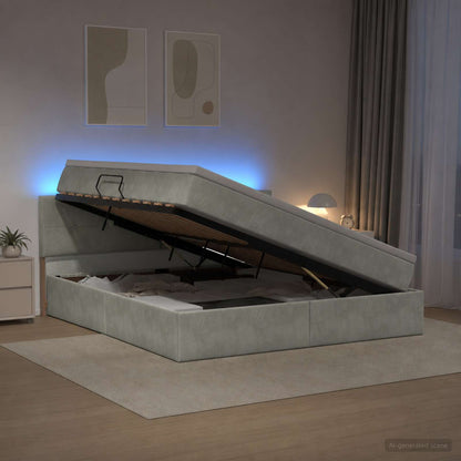 Letto con contenitore LED e materasso Grigio Chiaro | homemem39