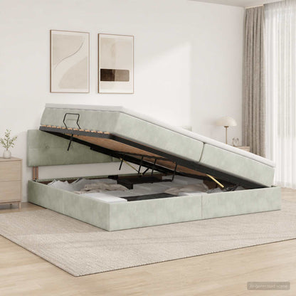 Letto con Contenitore Grigio Chiaro 200 x 200 cm Velluto