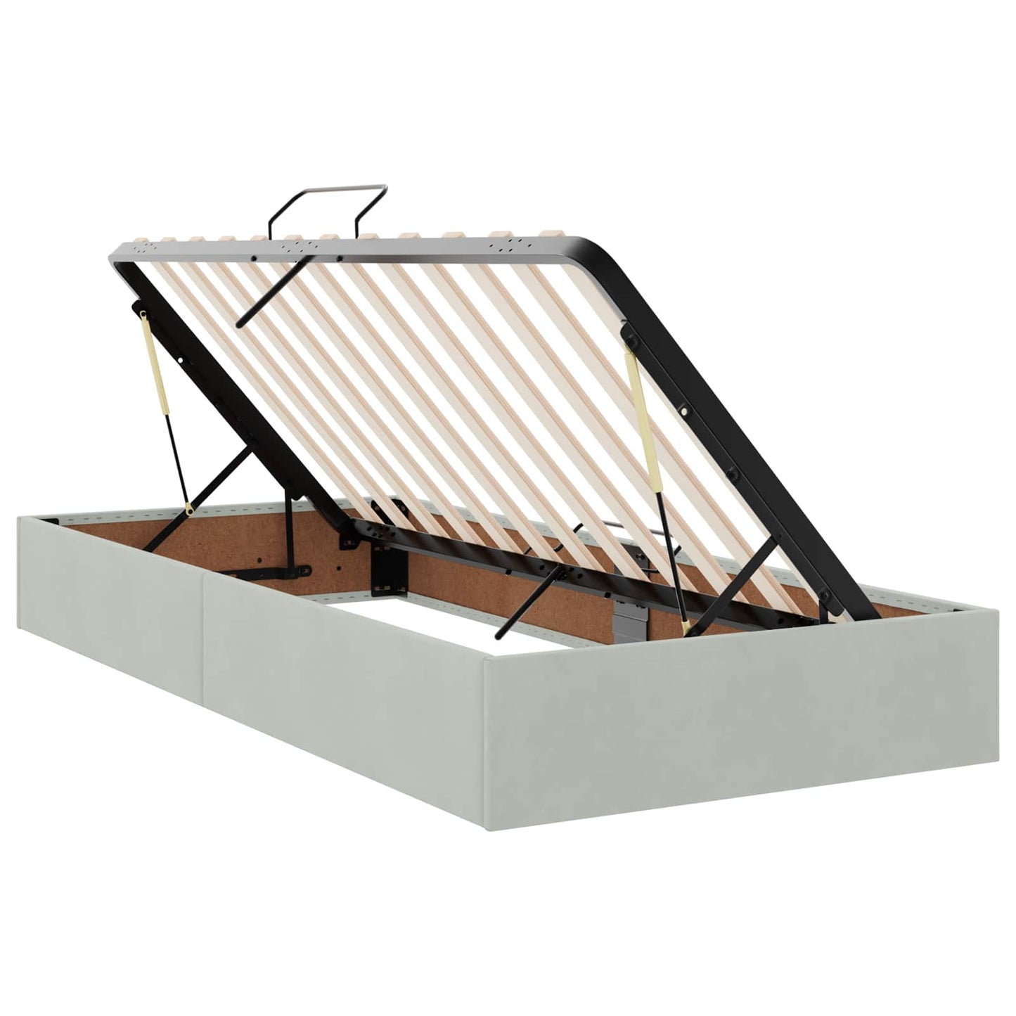 Letto con contenitore LED e materasso Grigio Chiaro 90 x 190 cm