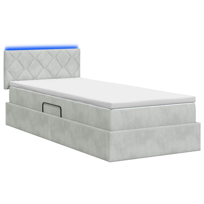 Letto con contenitore LED e materasso Grigio Chiaro 90 x 190 cm