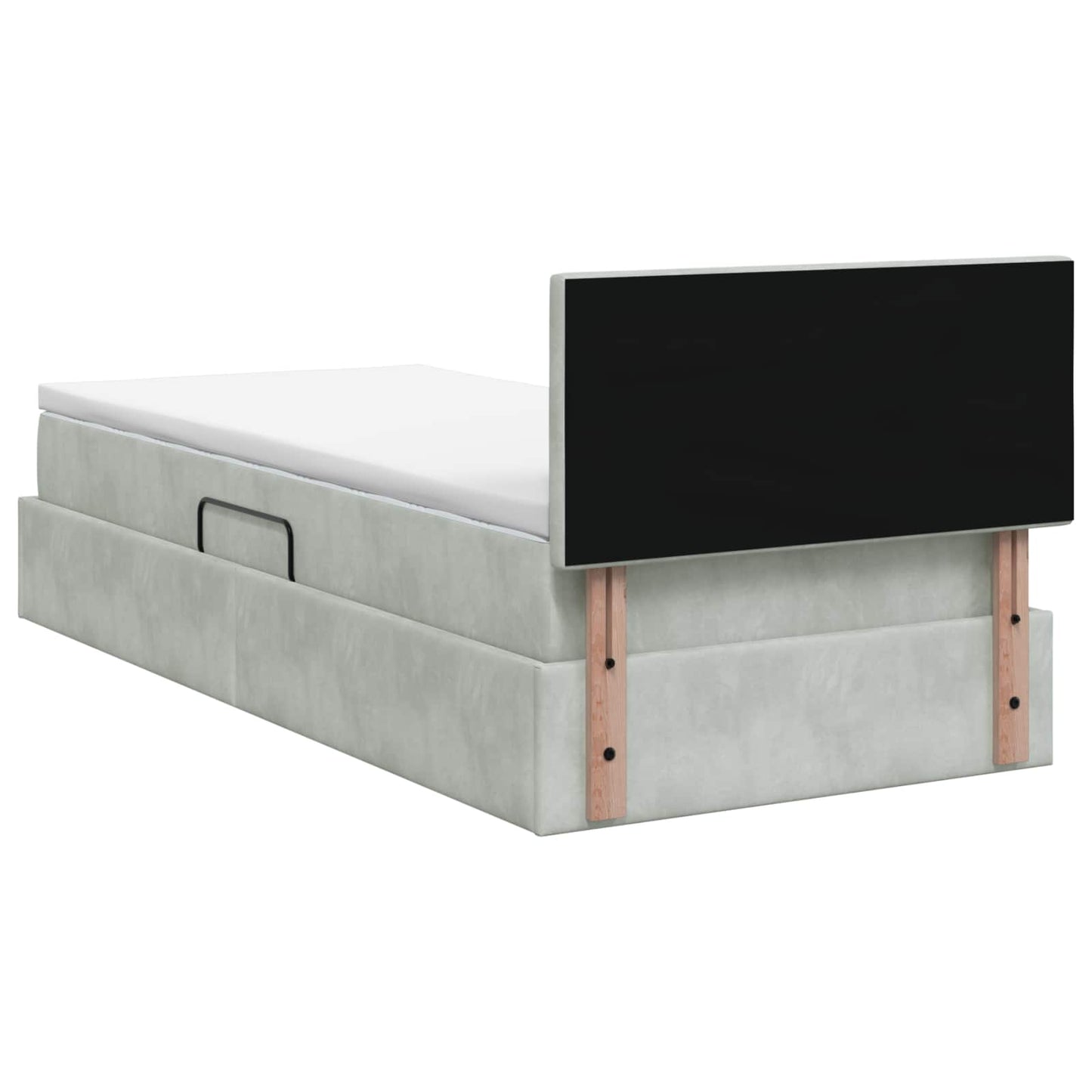 Letto con contenitore LED e materasso Grigio Chiaro 90 x 190 cm