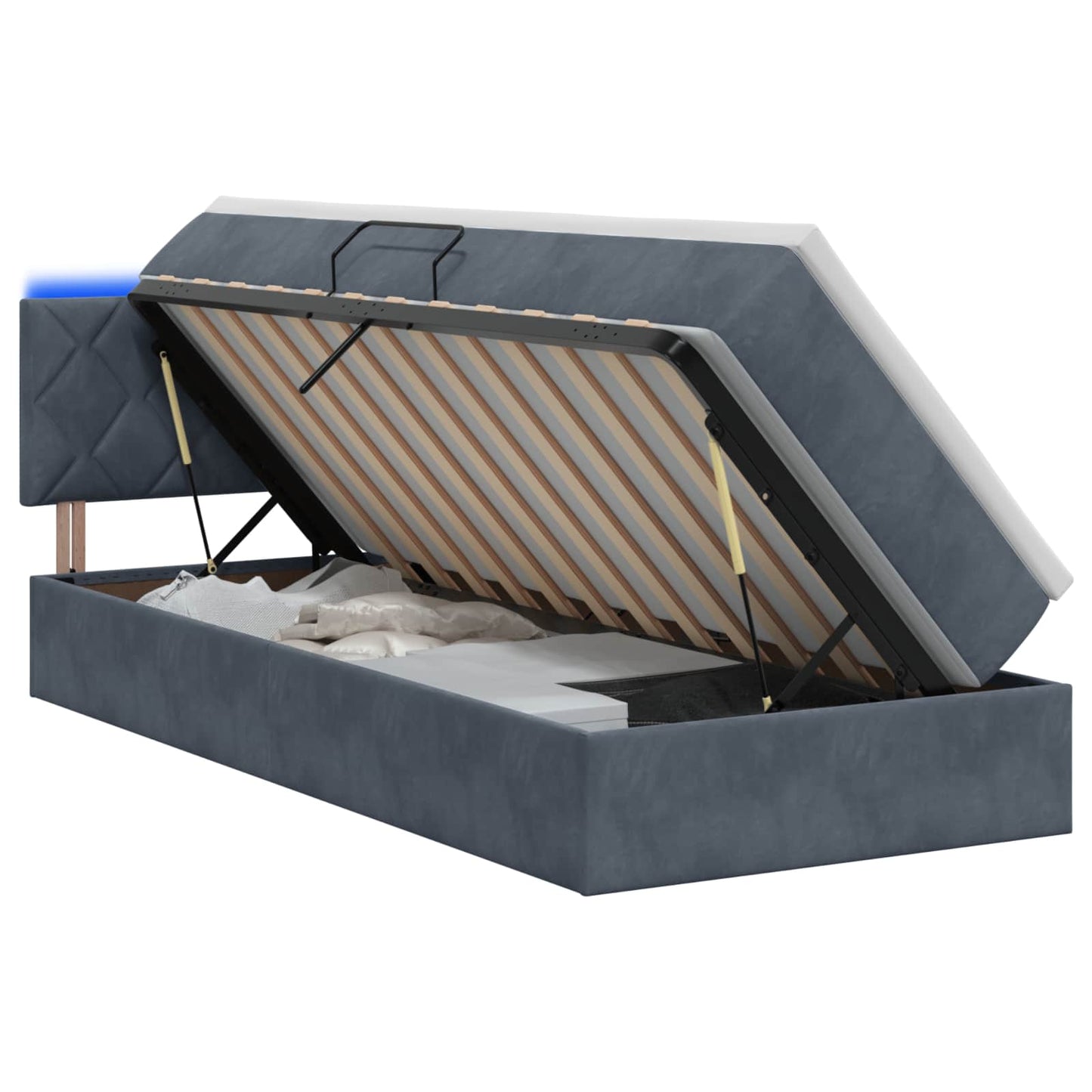 Letto con contenitore LED e materasso Grigio Scuro 100 x 200 cm | homemem39