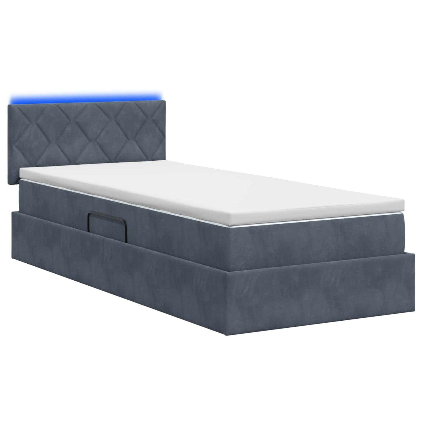 Letto con contenitore LED e materasso Grigio Scuro 100 x 200 cm | homemem39