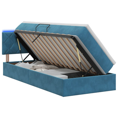 Letto con contenitore LED e materasso Blu Scuro 100 x 200 cm | homemem39