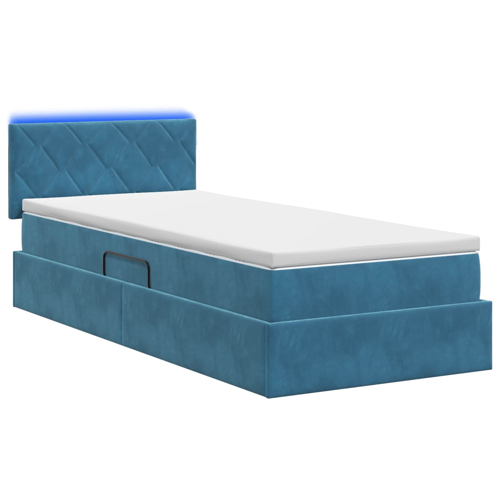 Letto con contenitore LED e materasso Blu Scuro 100 x 200 cm | homemem39