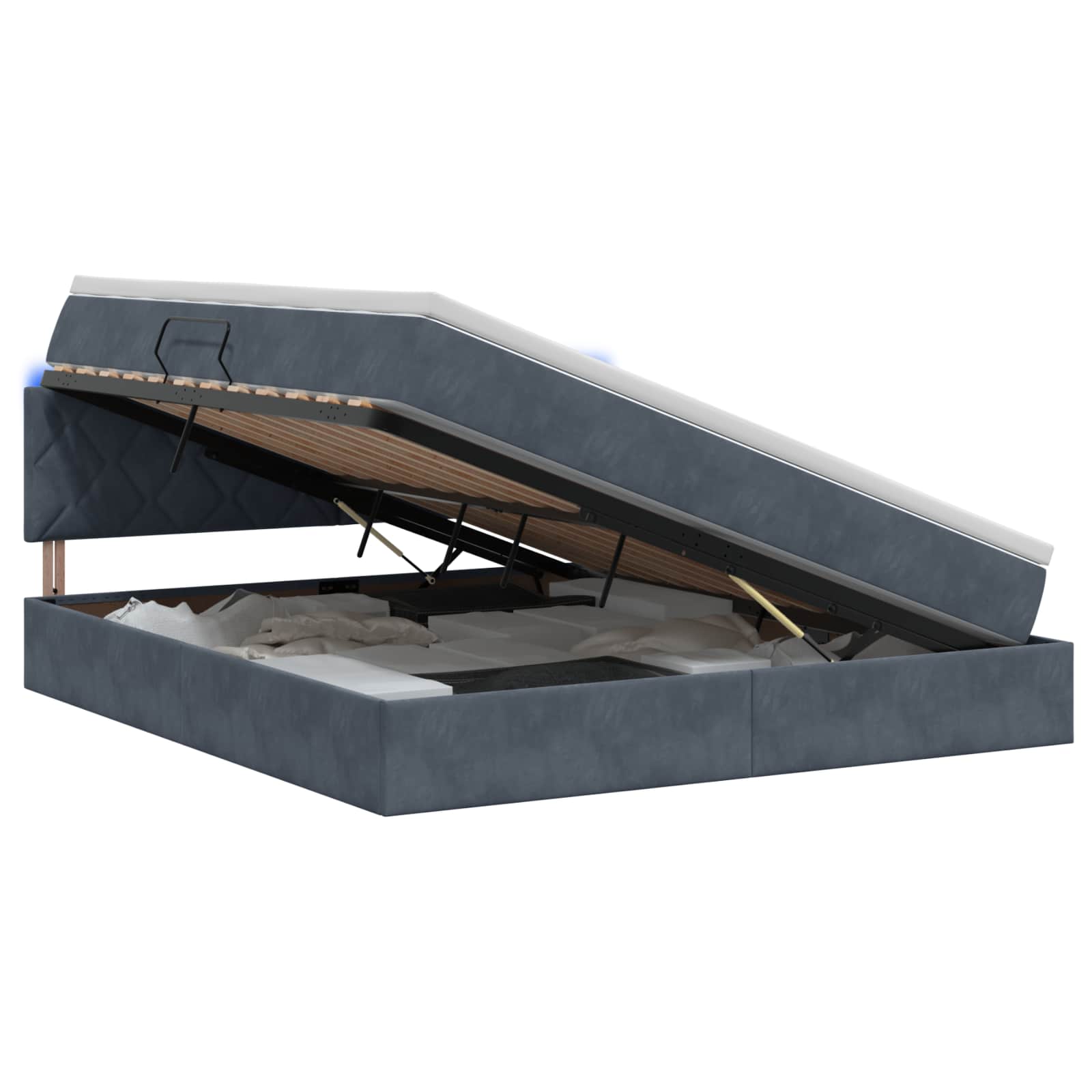 Letto con contenitore LED e materasso Grigio Scuro 140 x 190 cm | homemem39