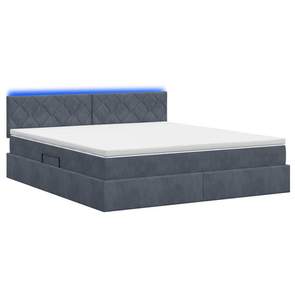 Letto con contenitore LED e materasso Grigio Scuro 140 x 190 cm | homemem39