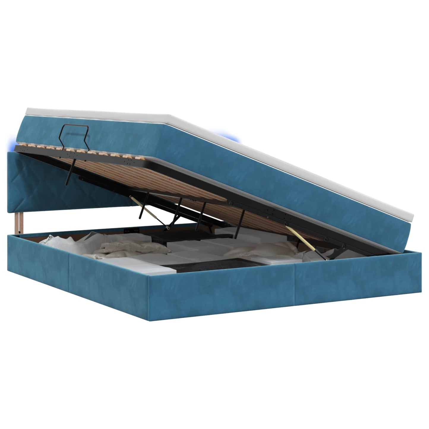 Letto con contenitore LED e materasso Blu Scuro 160 x 200 cm | homemem39
