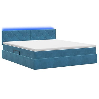 Letto con contenitore LED e materasso Blu Scuro 160 x 200 cm | homemem39
