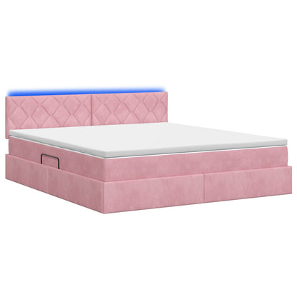 Letto con contenitore LED e materasso Rosa 160 x 200 cm Velluto | homemem39