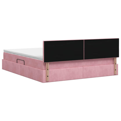 Letto con contenitore LED e materasso Rosa 160 x 200 cm Velluto | homemem39