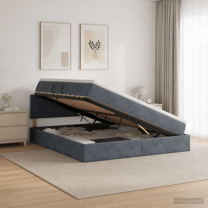 Letto con contenitore LED e materasso Grigio Scuro 140 x 190 cm | homemem39