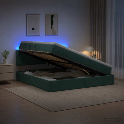Letto con contenitore LED e materasso Verde Scuro 180 x 200 cm | homemem39